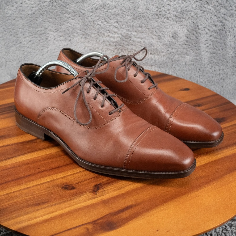 Johnston & Murphy Sullivan Oxford Men's 11 M Brown Calkskin Leather Dress Shoes